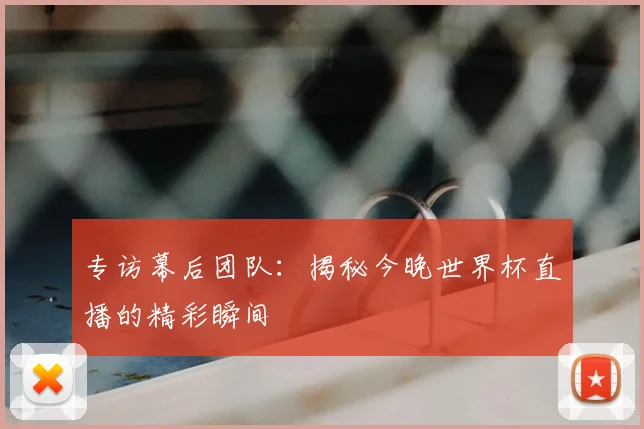 专访幕后团队:揭秘今晚世界杯直播的精彩瞬间